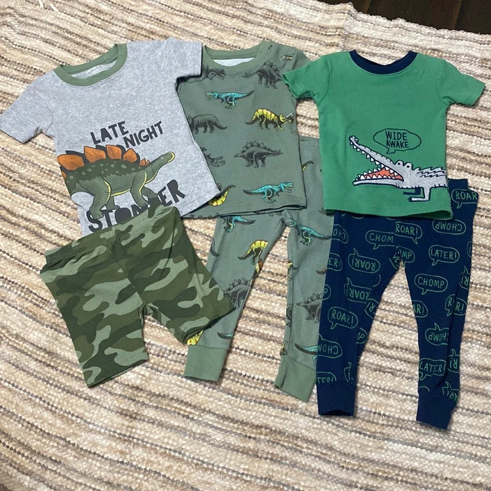 Carters Toddler Boy Matching Snug Fit Pajamas Sleepwear Set Lot 3 Pack